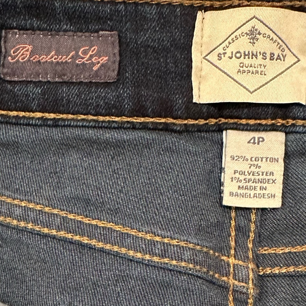 St John’s Bay Bootcut Leg women’s 4P denim jeans 92% cotton stretch pants blue
